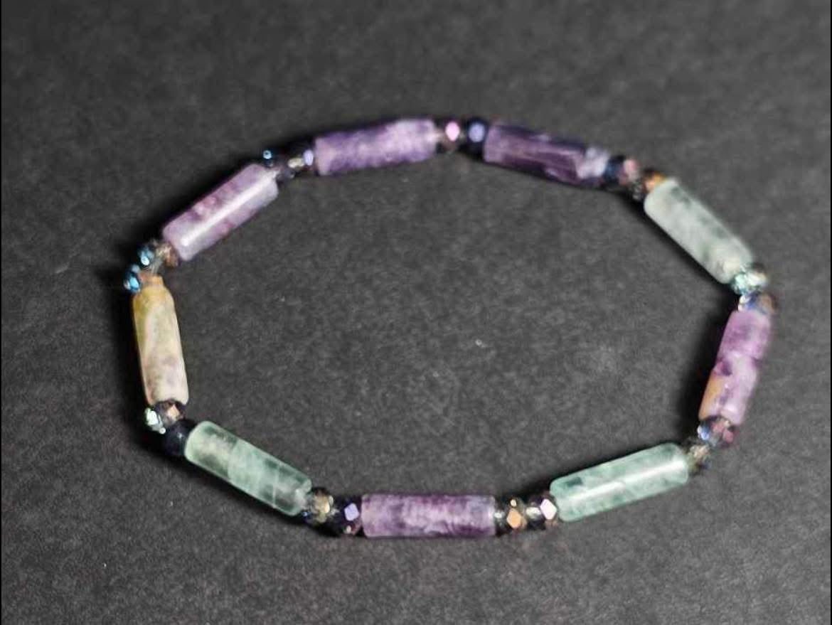 Agate and Glass Bead Bracelet