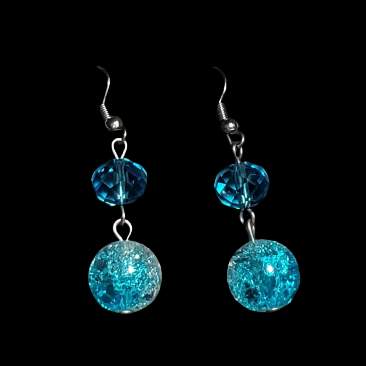 Blue Glass Dangle Earrings