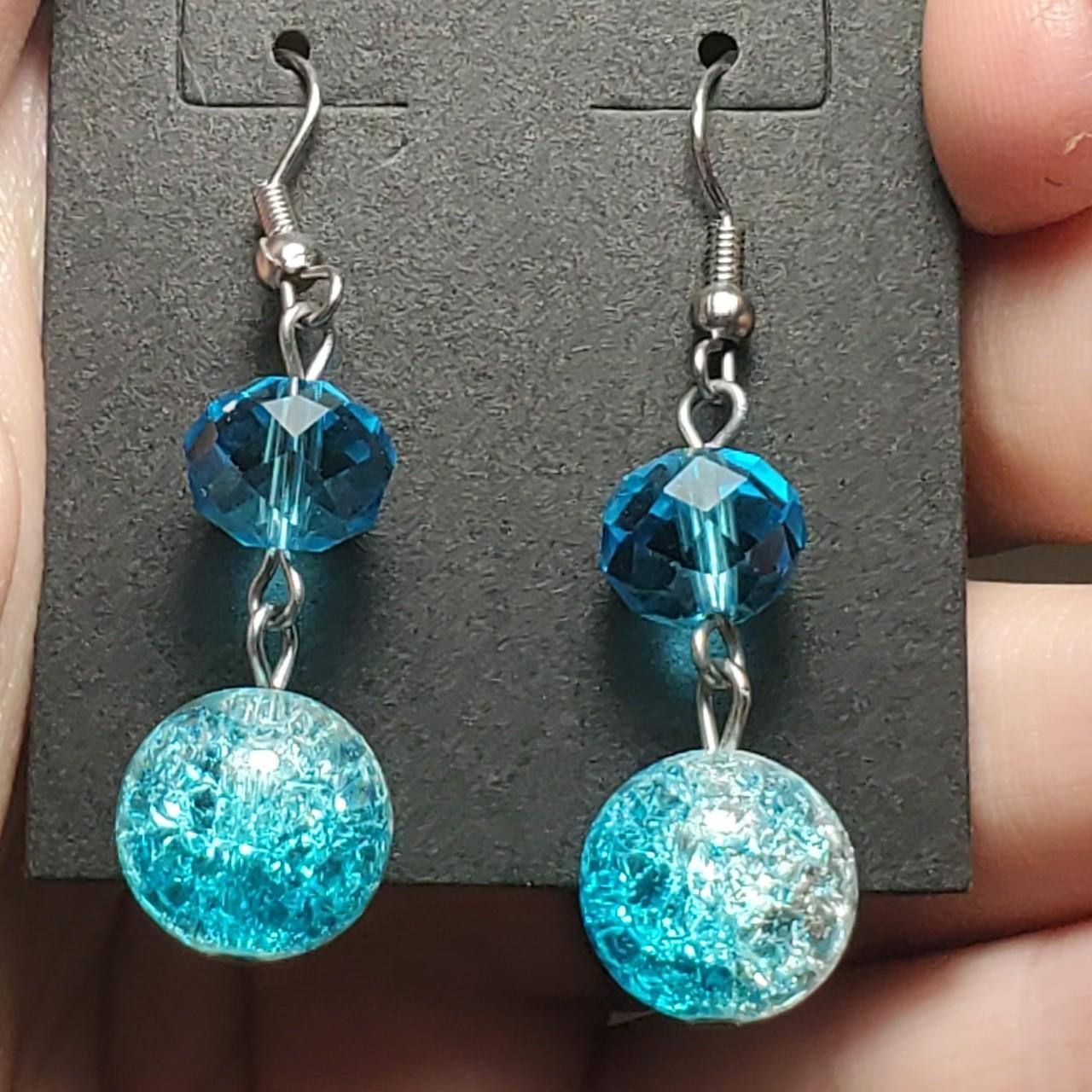 Blue Glass Dangle Earrings