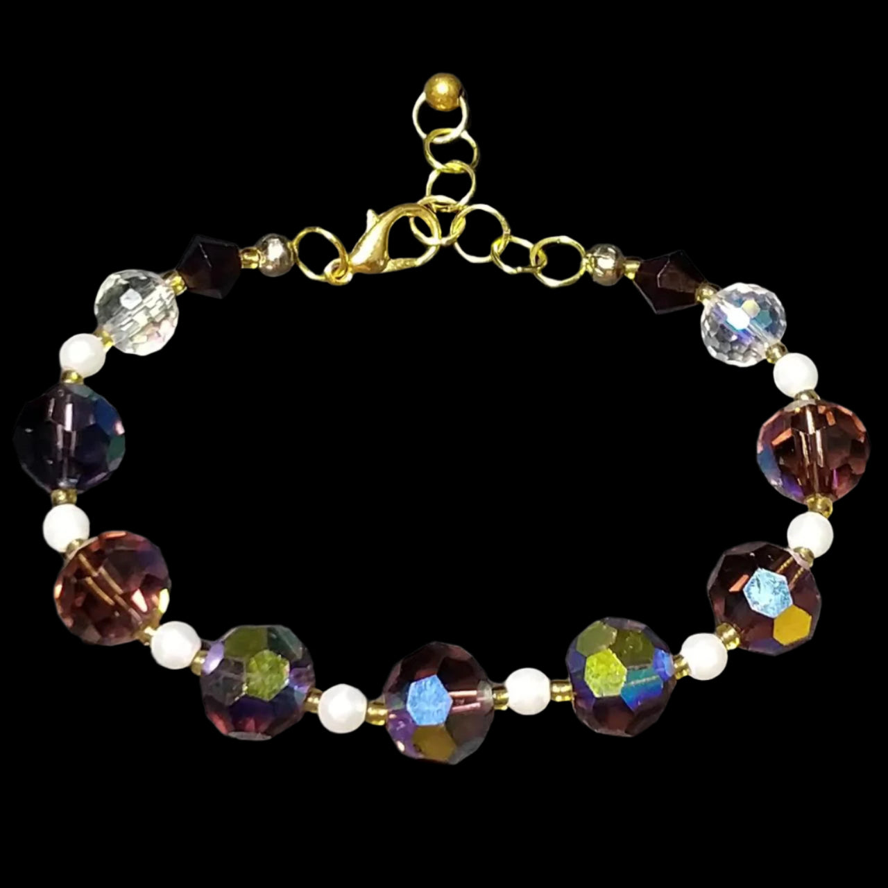 Purple, Pearl, & Gold Bracelet