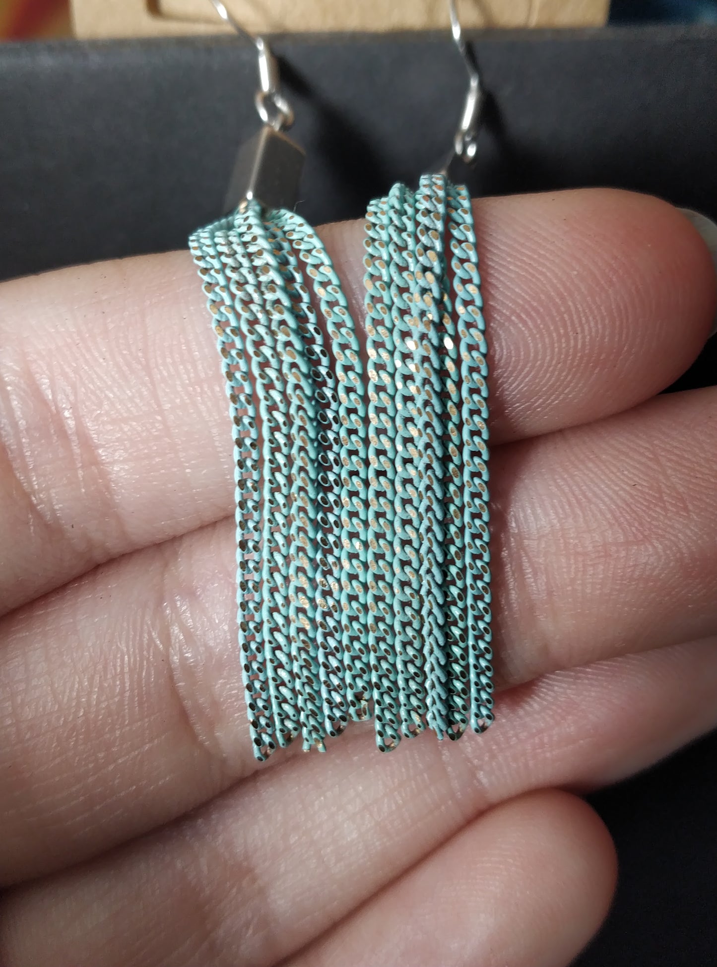 Blue Chain Dangle Earrings
