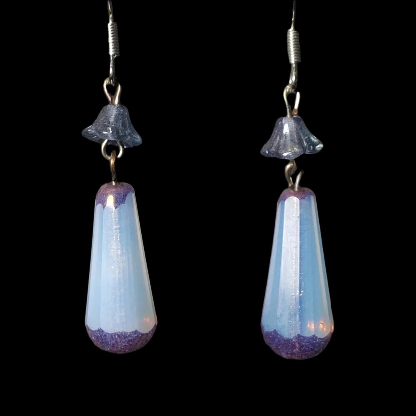 Blue Glass Drop Beaded Earrings