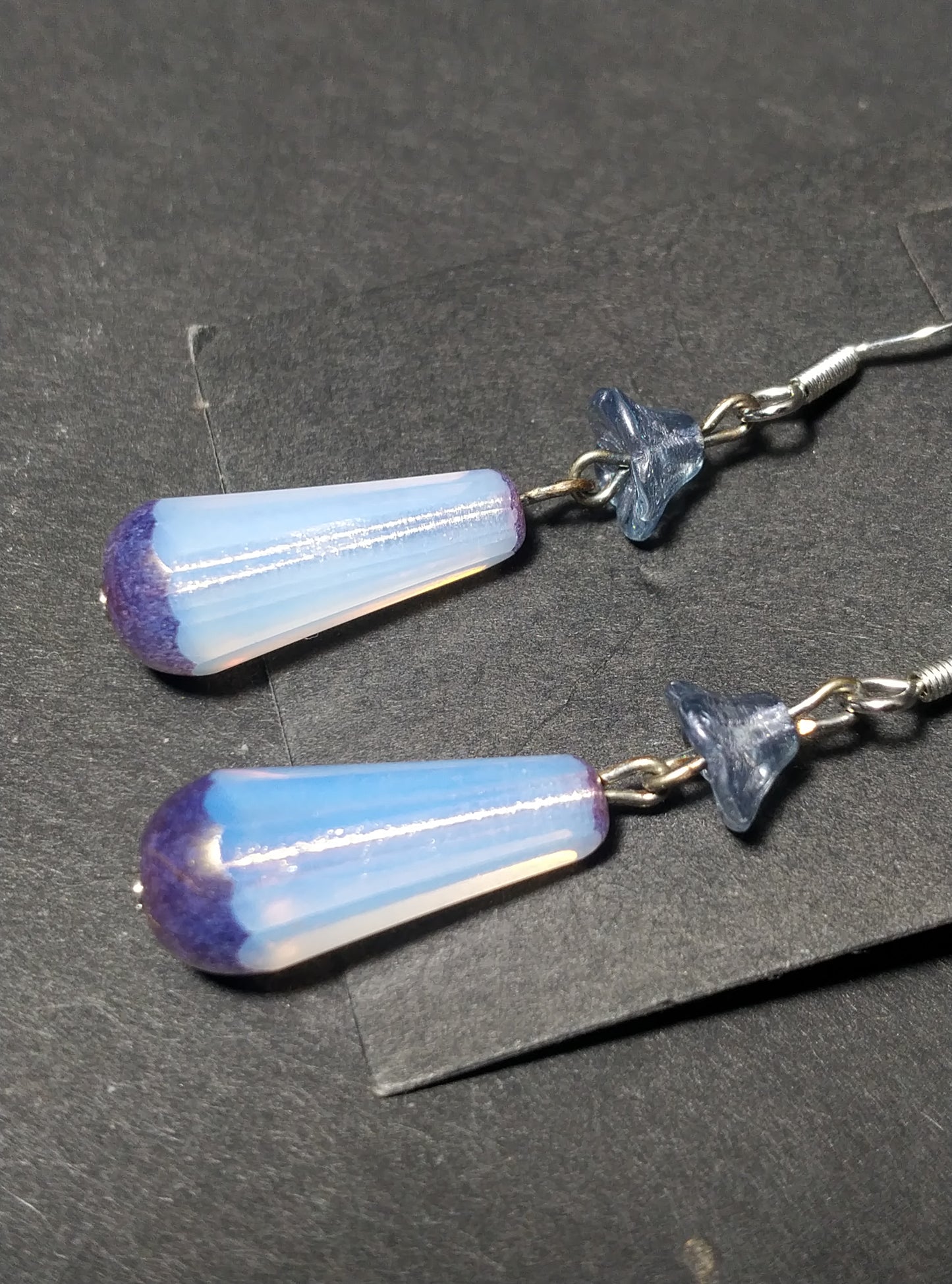 Blue Glass Drop Beaded Earrings