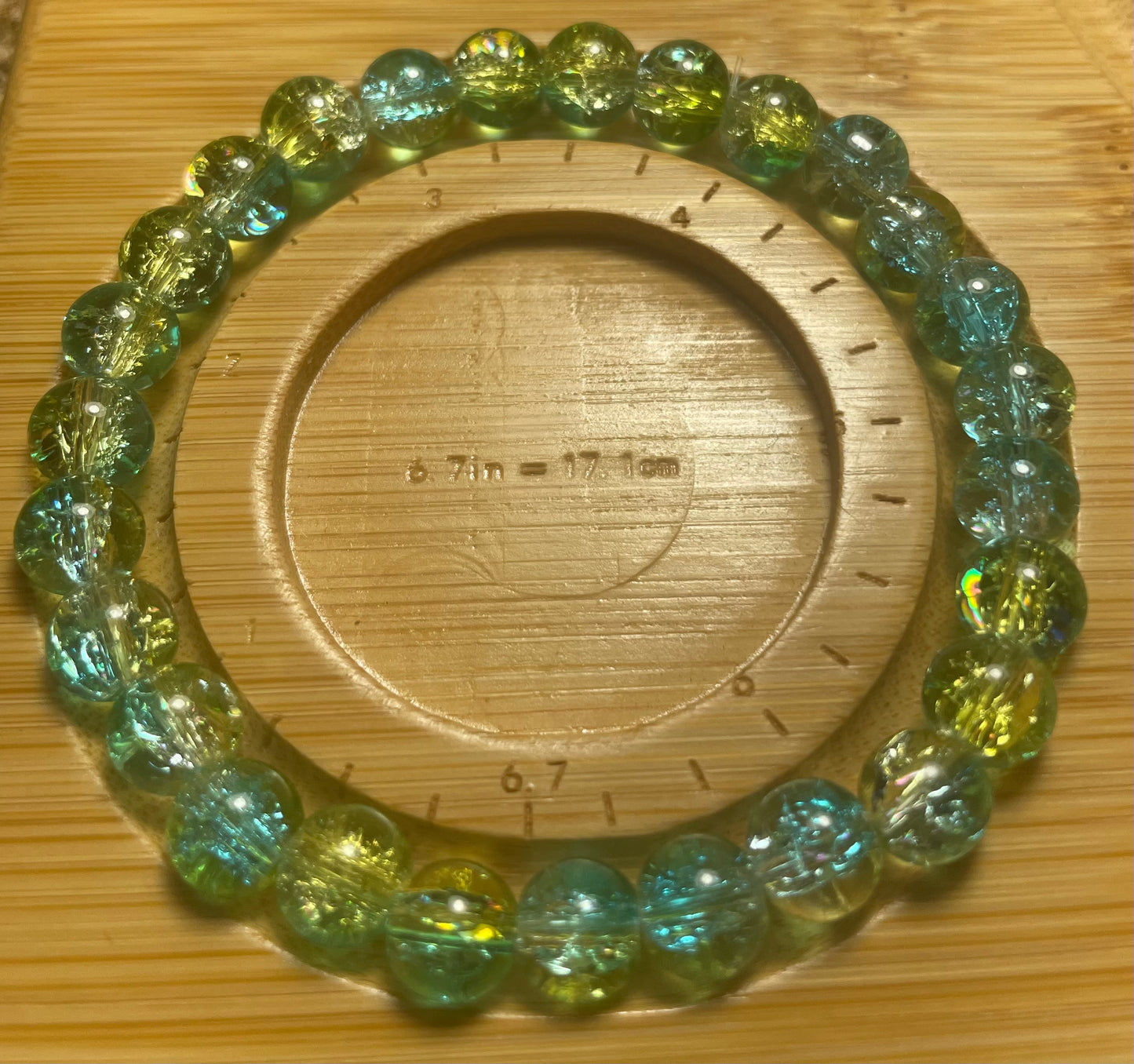 Blue & Yellow Crackled Glass Bracelet