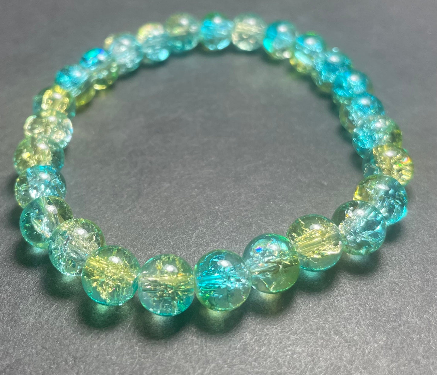 Blue & Yellow Crackled Glass Bracelet
