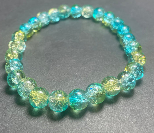 Blue & Yellow Crackled Glass Bracelet