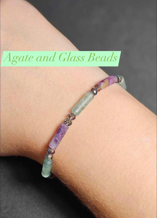 Agate and Glass Bead Bracelet