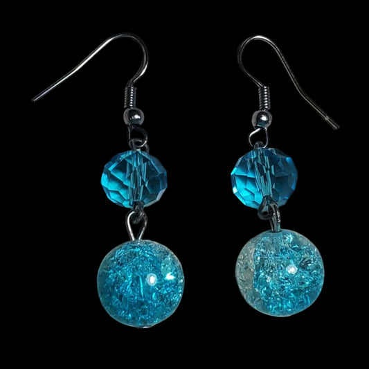 Blue Glass Dangle Earrings