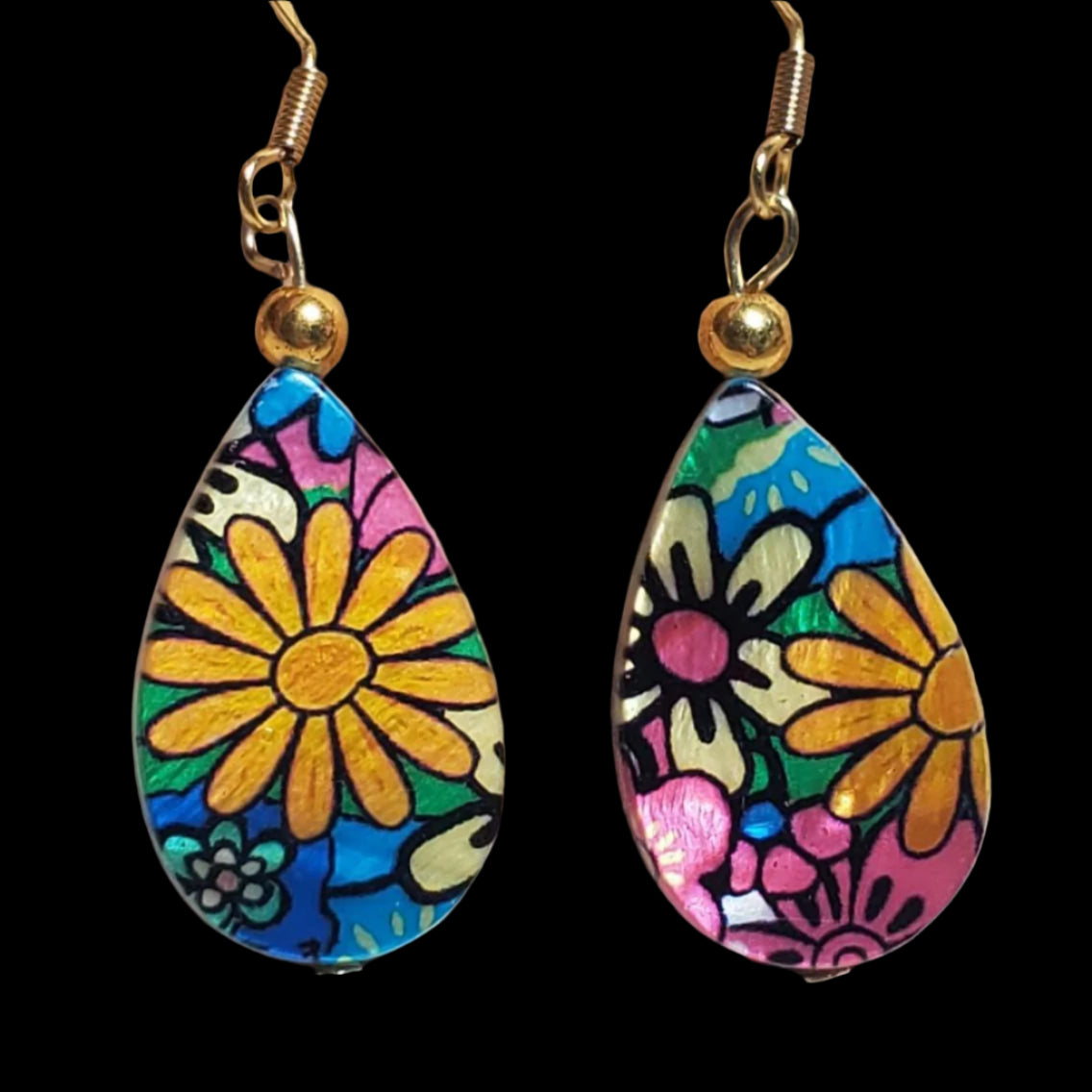 Shiny Flora Beaded Earrings