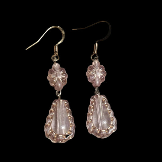 Pink Dangle Beaded Earrings