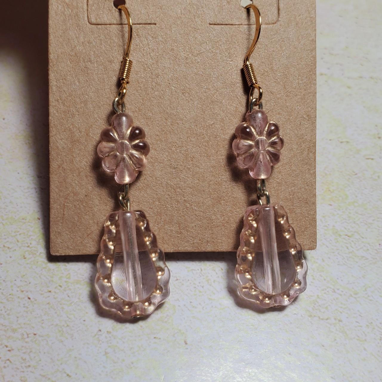 Pink Dangle Beaded Earrings