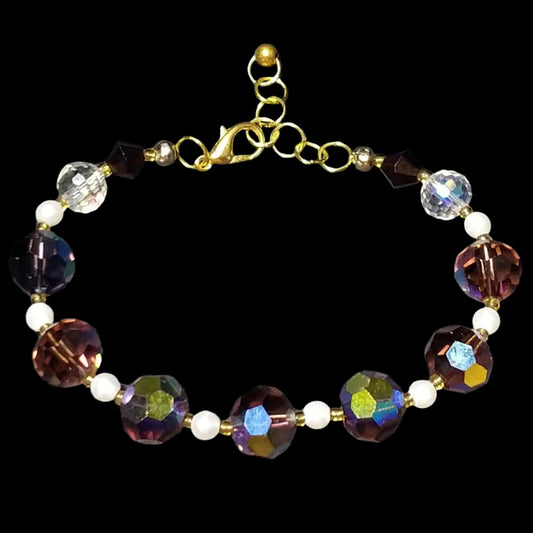 Purple, Pearl, & Gold Bracelet