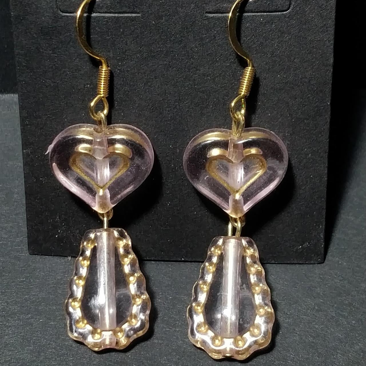 Pink Heart Dangle Earrings