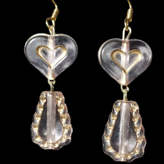 Pink Heart Dangle Earrings