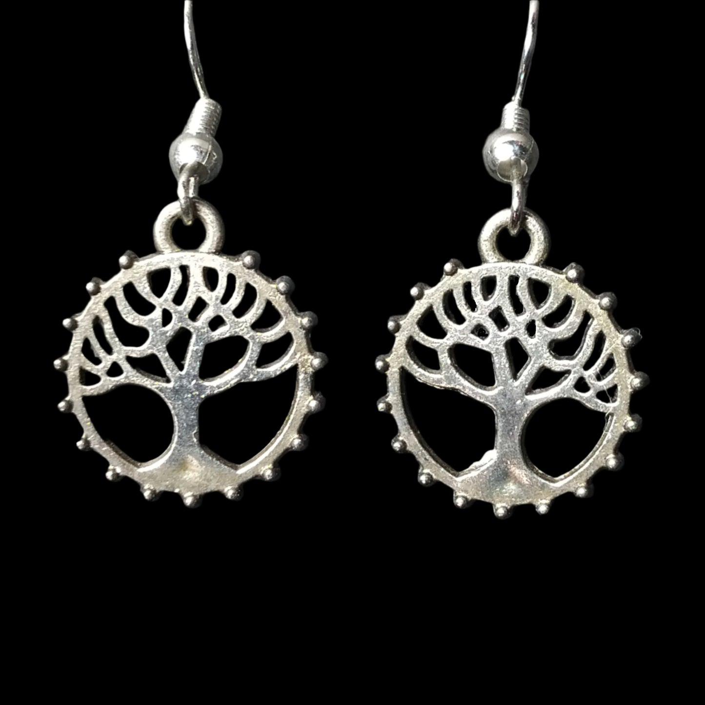 Silver Tree Outline Charm Earrings