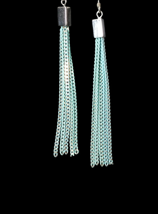 Blue Chain Dangle Earrings