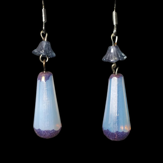 Blue Glass Drop Beaded Earrings
