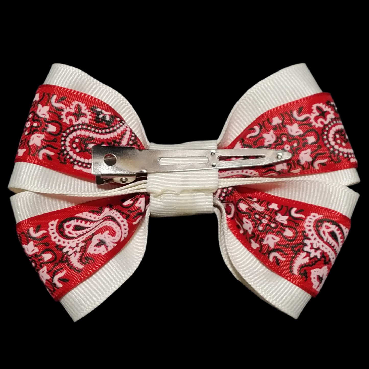 Paisley on White Double Layer Bow