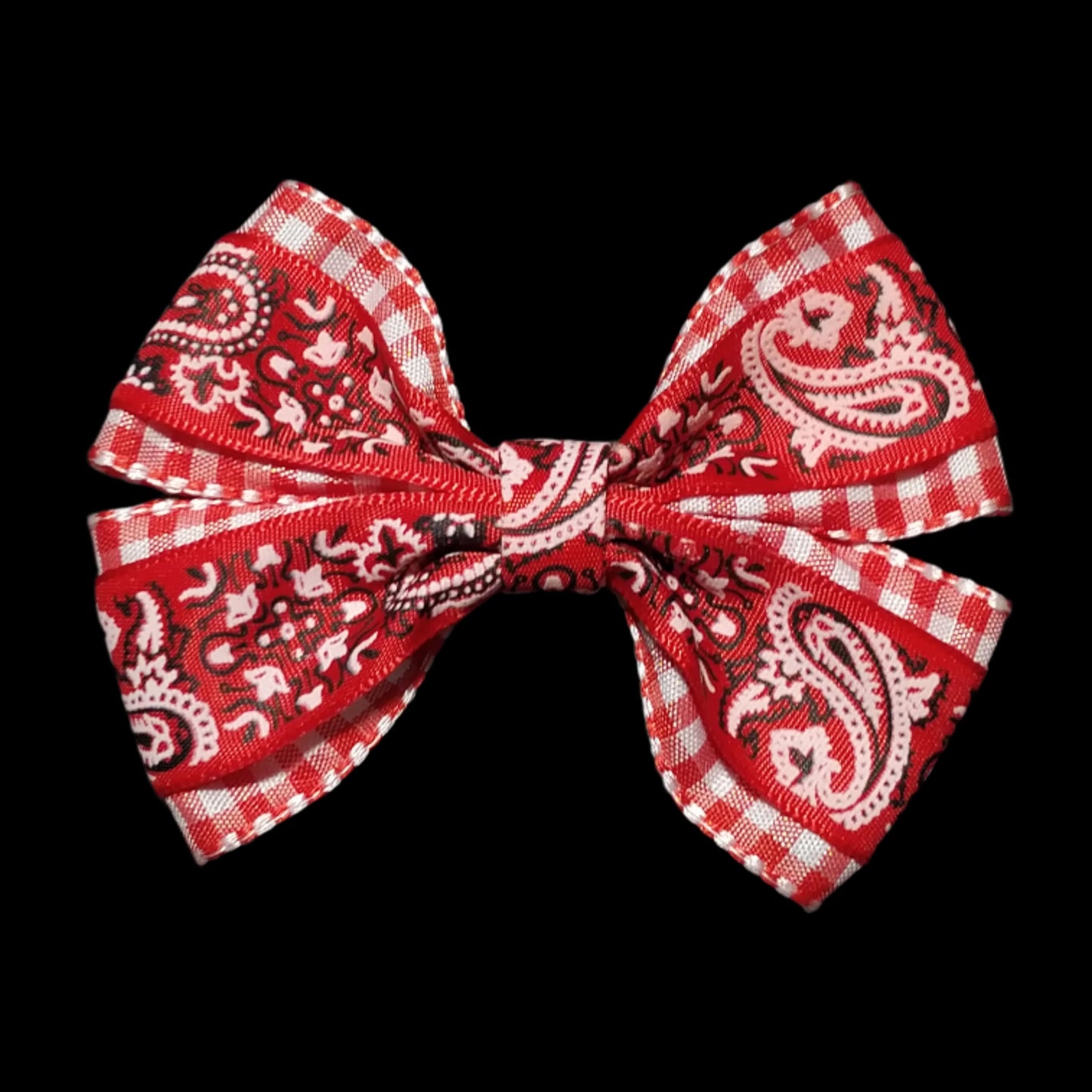 Gingham & Paisley Double Layer Bow