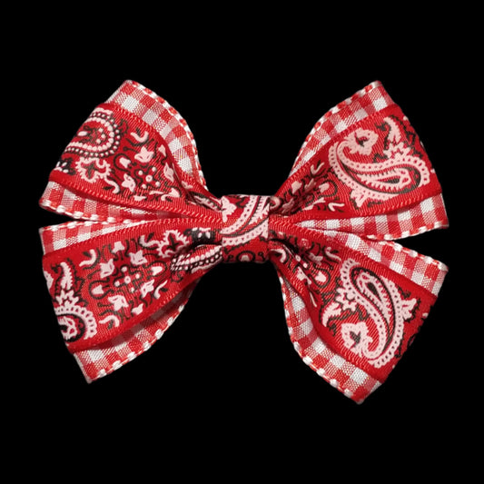 Gingham & Paisley Double Layer Bow