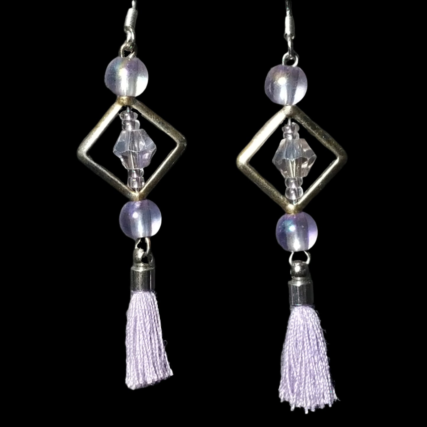 Purple Dangle Beaded Earrings