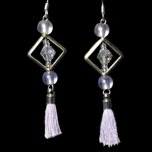Purple Dangle Beaded Earrings